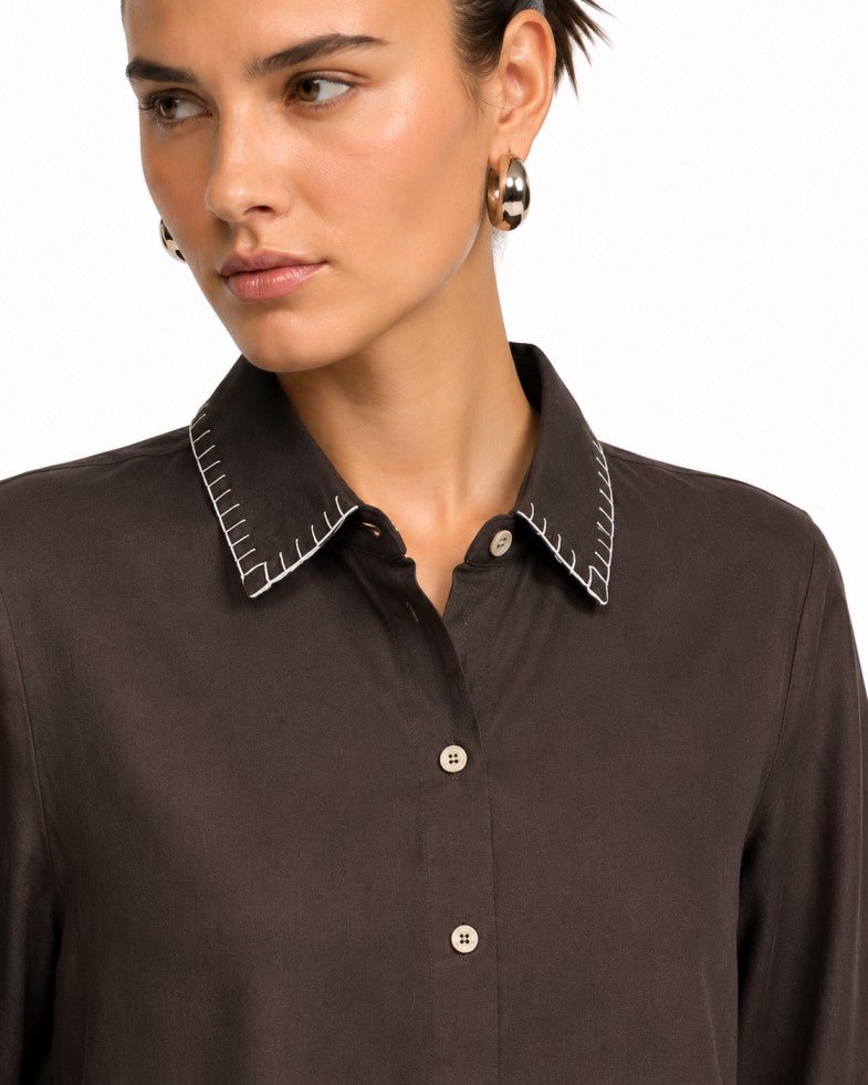 Earth Classic Shirt | 100% Cotton Shirt for Everyday Wear For Women – Womens Shirt on Brown Living™. SKU: W-SHIRT-BRWN-M1. Img 9.