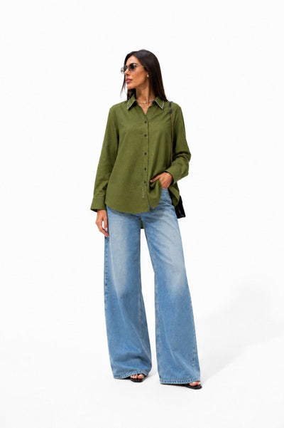 Earth Classic Shirt | 100% Cotton Shirt for Everyday Wear For Women – Womens Shirt on Brown Living™. SKU: W-SHIRT-OLV-S1. Img 12.