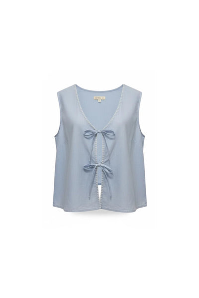 Earth Front Knot Top | Sustainable Everyday Women's Stylish Top – Womens Top on Brown Living™. SKU: W-KNOT-BLU-XS1. Img 3.