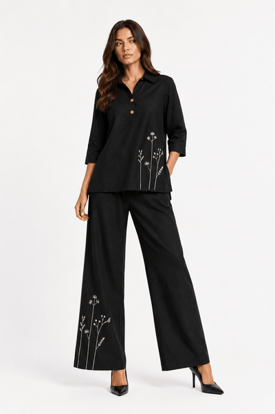 Earth Pant & Kurta Coord | 100% Premium Cotton – Womens Co-Ord Sets on Brown Living™. SKU: W-KURTAPANT-BLA-S1. Img 5.