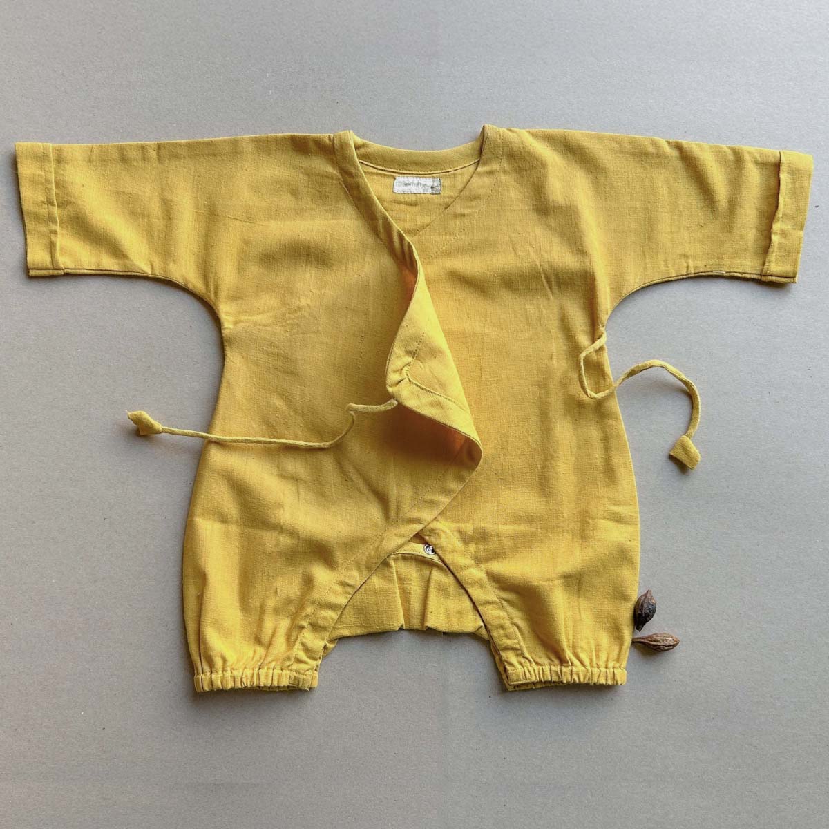 Earth Yellow Baby Romper – Kids Onesies on Brown Living™. SKU: AGHYKHROMNB. Img 2.