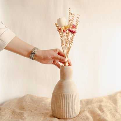 Earth's Embrace - Rustic Flower Vase with Bunch – Home Decor by ArteCasa available on Brown Living™. . SKU: V - 347. Img 6.
