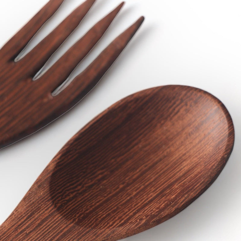 Ebony Wood Spoon & Fork (Set of 5) | Verified Sustainable Cutlery Kit on Brown Living™