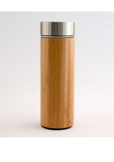 Eco - Friendly Bamboo Water Bottle/Thermos with Tea Strainer – Bottles & Sippers on Brown Living™. SKU: bamboobottle. Img 2.