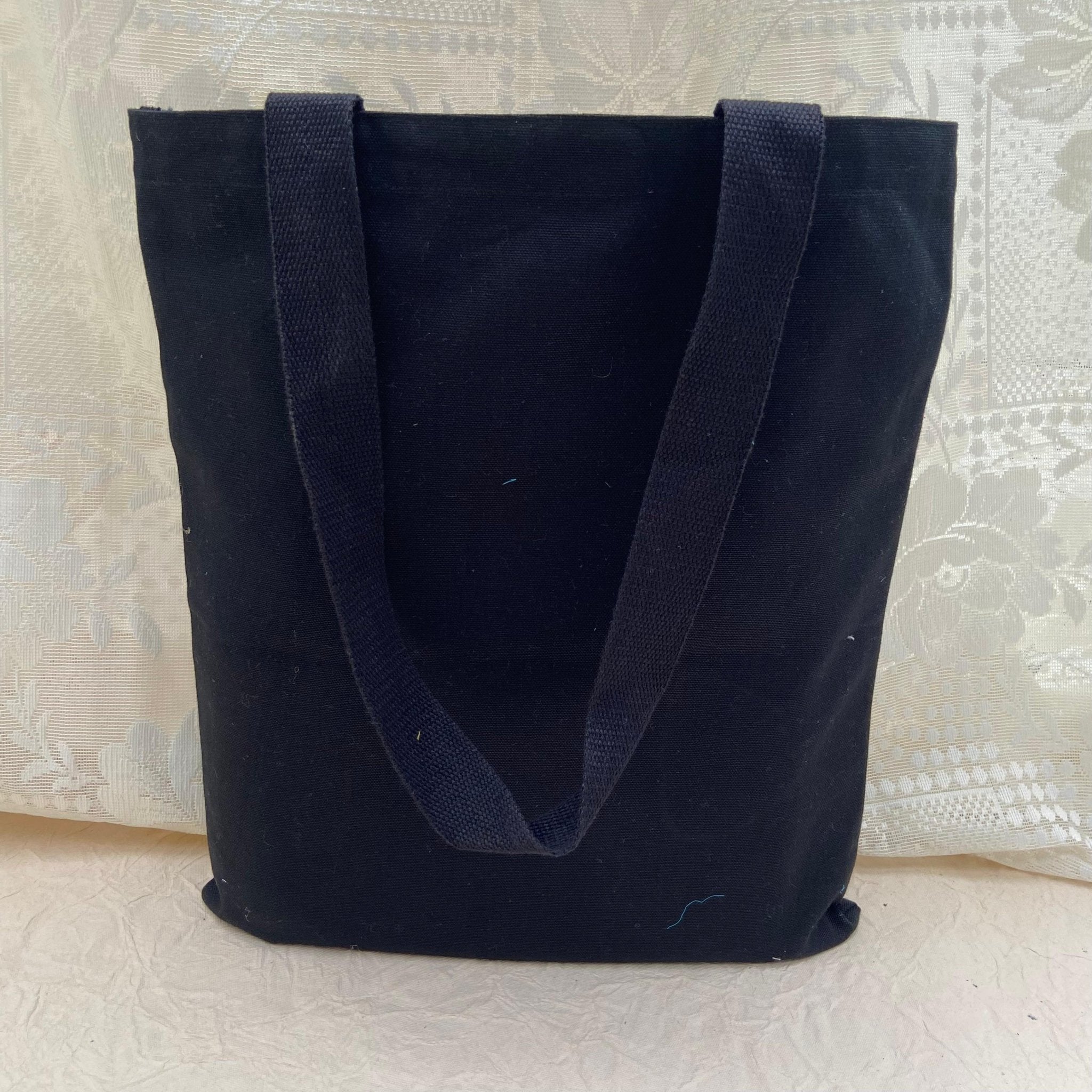 Eco - Friendly Black Applique Tote Bag (Peace) | Handmade, Spacious – Tote Bag by Aftertaste available on Brown Living™. . SKU: 17091026204. Img 3.