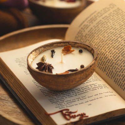 Eco - Friendly Coconut Shell Spice Candle/Diya Scented Soy Wax (Set of 2) – Candles & Fragrances on Brown Living™. SKU: SPICECANDLE - 2. Img 2.