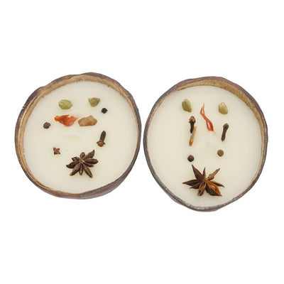 Eco - Friendly Coconut Shell Spice Candle/Diya Scented Soy Wax (Set of 2) – Candles & Fragrances on Brown Living™. SKU: SPICECANDLE - 2. Img 4.