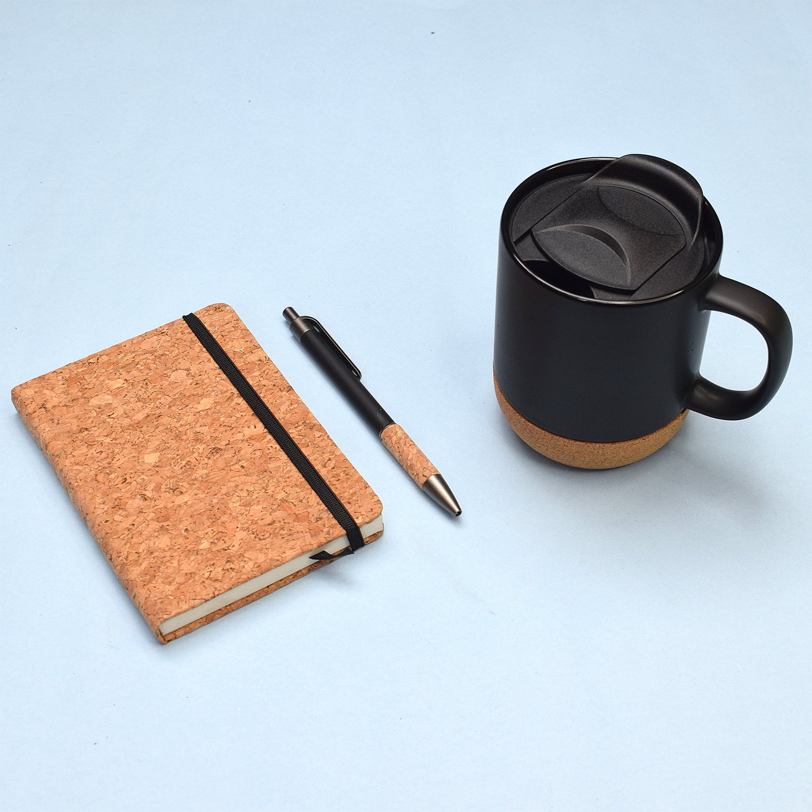 Eco - Friendly Cork Office Set – Coffee Mug, Diary & Pen – Gift Giving on Brown Living™. SKU: MJ00036DR. Img 1.