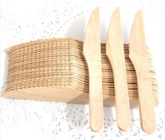 Eco - Friendly Disposable Wooden Knife – Cutlery on Brown Living™. SKU: CLEC-57. Img 5.