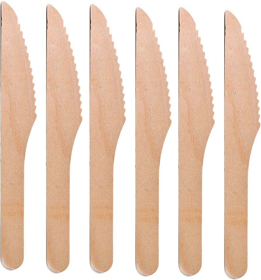 Eco - Friendly Disposable Wooden Knife | Pack of 10,000 – Cutlery on Brown Living™. SKU: CLEC-57. Img 1.