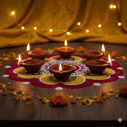 Eco - Friendly Diya Lamp Set of 24 – Multani Mitti & Cow Dung – Home & Garden on Brown Living™. SKU: CD113. Img 1.