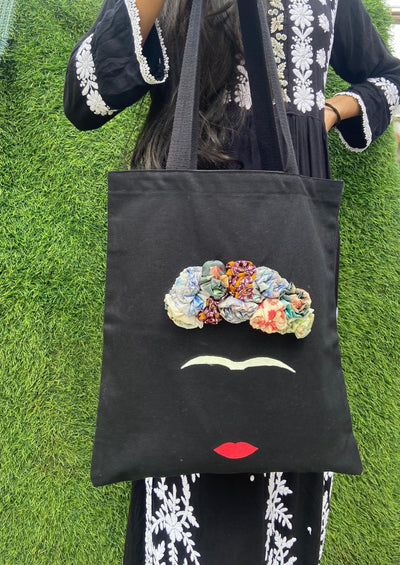 Eco - Friendly Frida Kahlo Tote Bag | Handmade, Spacious & Stylish – Bags on Brown Living™. SKU: 17091026205. Img 2.