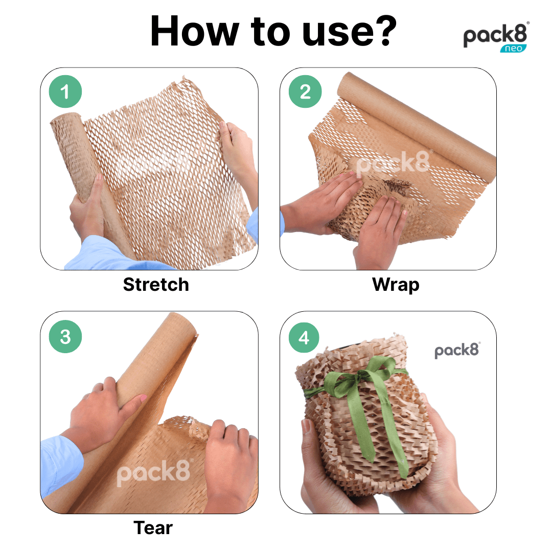 Eco - friendly Honeycomb Paper Bubble Wrap | 10M X 15" – Packing Materials on Brown Living™. SKU: Hexcush10x15-P1BR. Img 6.
