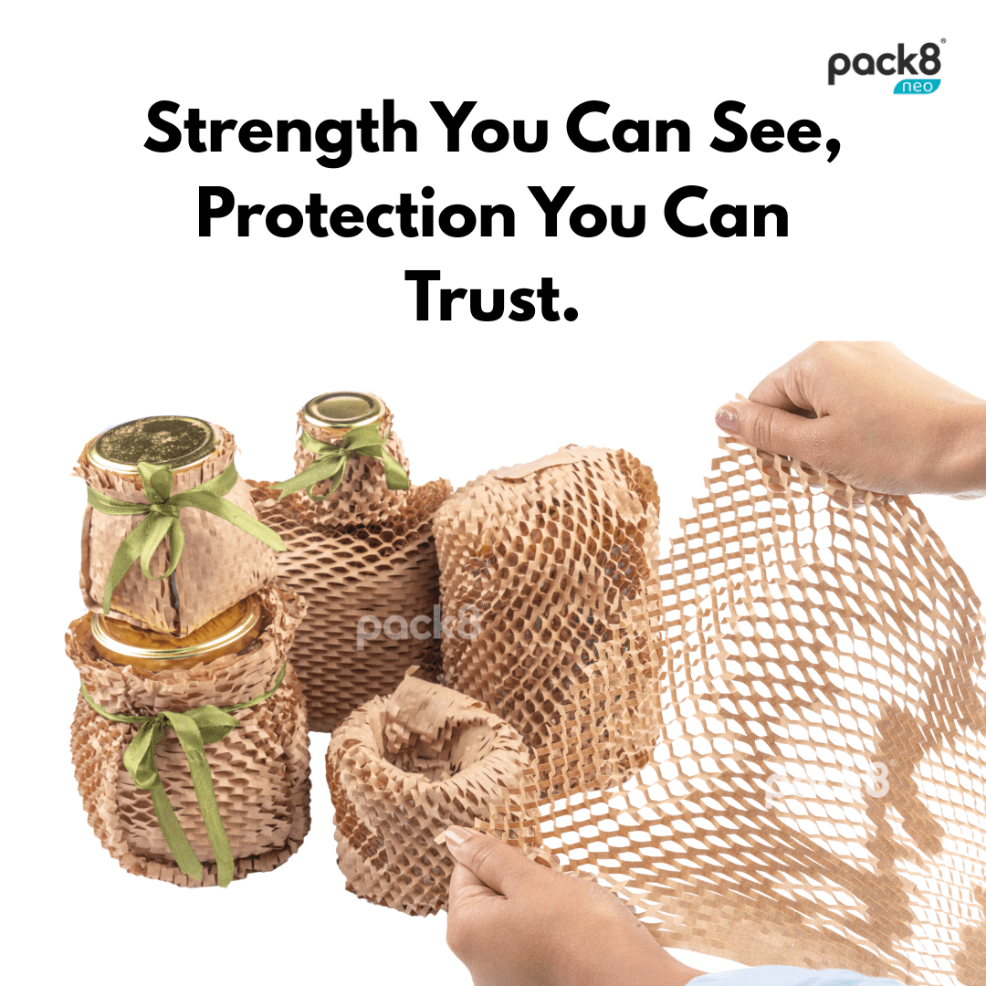 Eco - friendly Honeycomb Paper Bubble Wrap | 10M X 15" – Packing Materials on Brown Living™. SKU: Hexcush10x15-P1BR. Img 8.