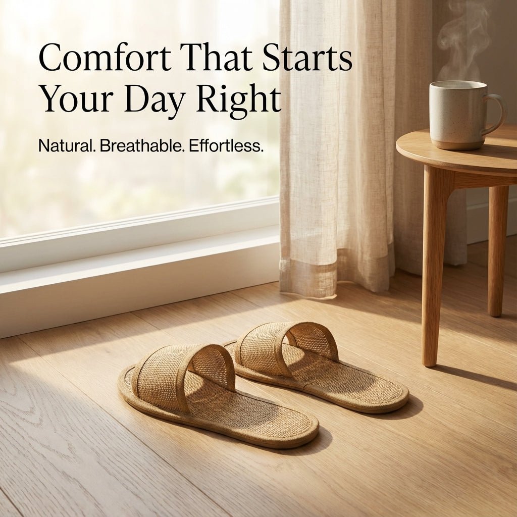 Eco - Friendly Jute Slippers for Hotels Spa & Home – Mens Slipons on Brown Living™. SKU: DOS-JS-SLIPPER-01. Img 4.