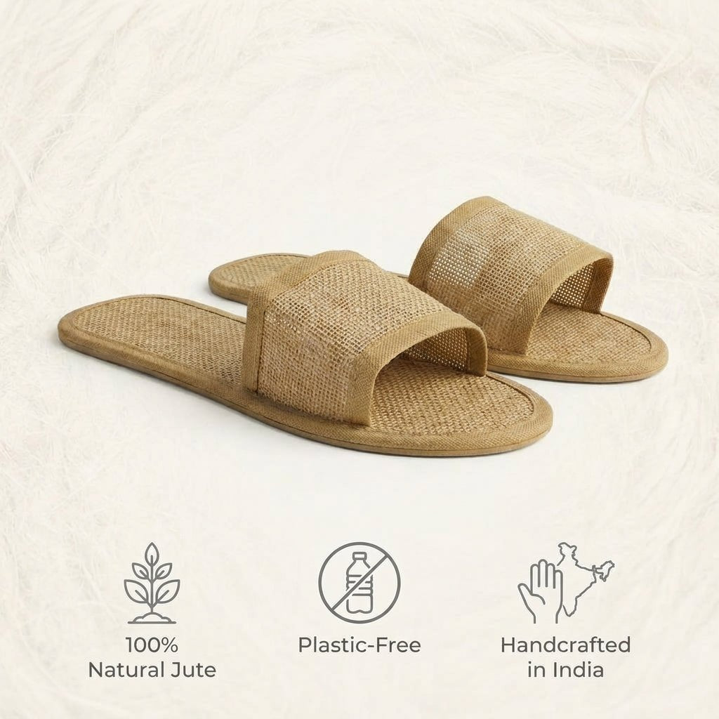 Eco - Friendly Jute Slippers for Hotels Spa & Home – Mens Slipons on Brown Living™. SKU: DOS-JS-SLIPPER-01. Img 2.