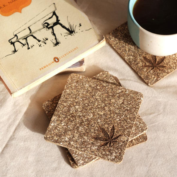 Eco-friendly Square Hemp Wood Coasters | Verified Sustainable Table Essentials on Brown Living™