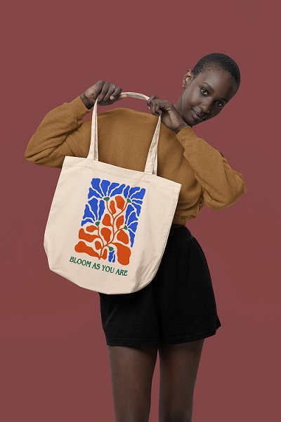 Eco - Friendly Tote Bag for Women with Zip for College & Office - Blooms | Verified Sustainable by Brown Living™