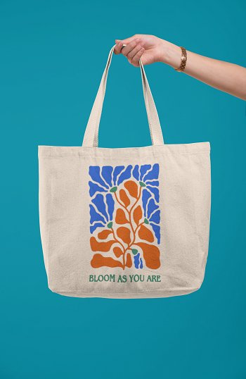 Eco - Friendly Tote Bag for Women with Zip for College & Office - Blooms | Verified Sustainable by Brown Living™