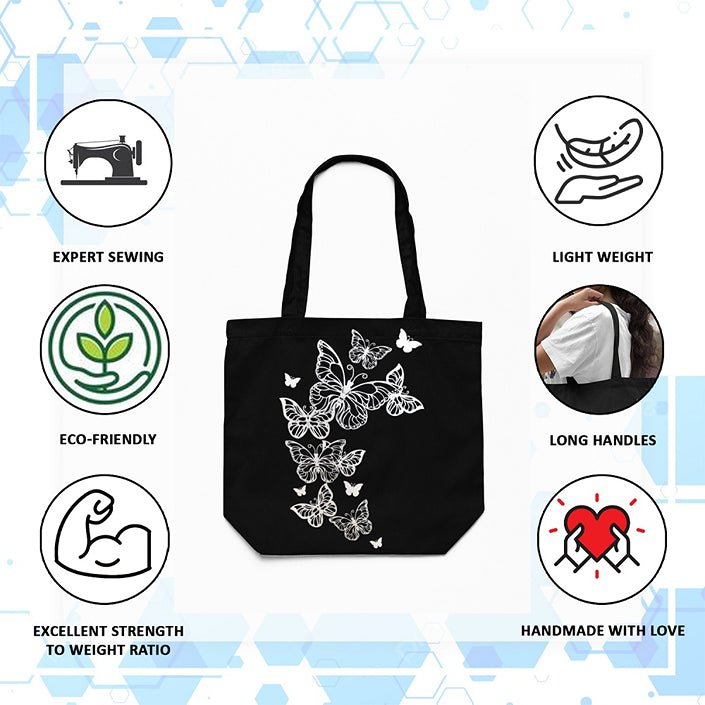 Eco - Friendly Tote Bag for Women with Zip for College & Office - Butterflies | Verified Sustainable by Brown Living™