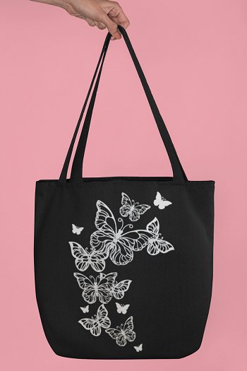 Eco - Friendly Tote Bag for Women with Zip for College & Office - Butterflies | Verified Sustainable by Brown Living™