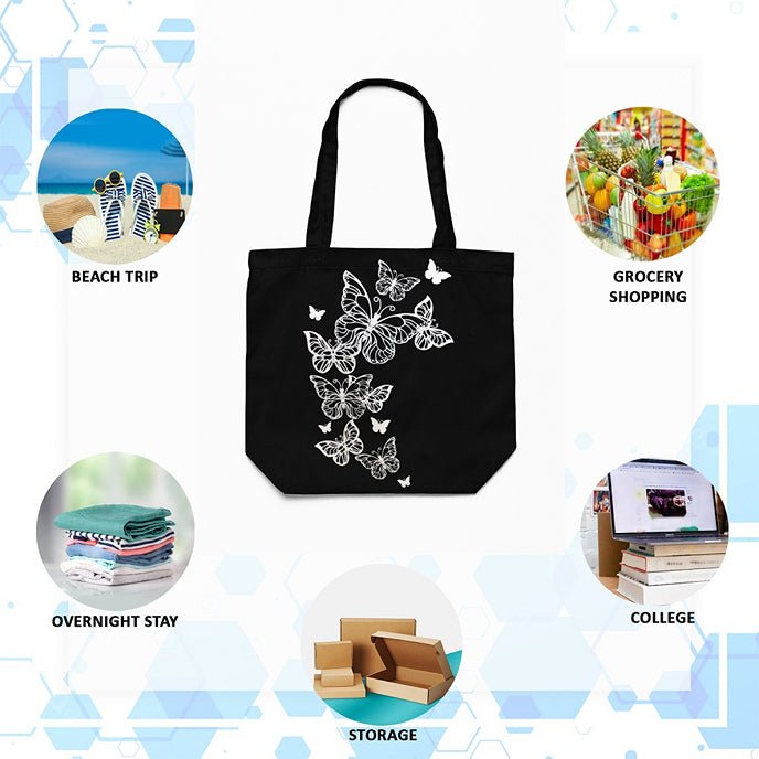 Eco - Friendly Tote Bag for Women with Zip for College & Office - Butterflies | Verified Sustainable by Brown Living™