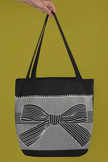 Eco - Friendly Tote Bag for Women with Zip for College & Office - Ribbon | Verified Sustainable by Brown Living™