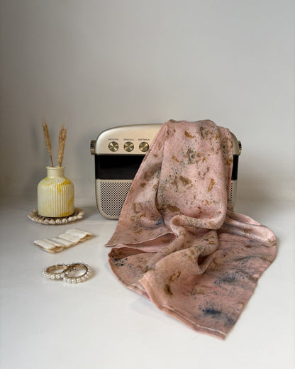 Eco - Printed Blush Confetti Bandana | Sustainable Fashion Accessory – Womens Scarf on Brown Living™. SKU: TCC-SW25-08. Img 3.