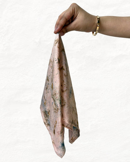Eco - Printed Blush Confetti Bandana | Sustainable Fashion Accessory – Womens Scarf on Brown Living™. SKU: TCC-SW25-08. Img 5.
