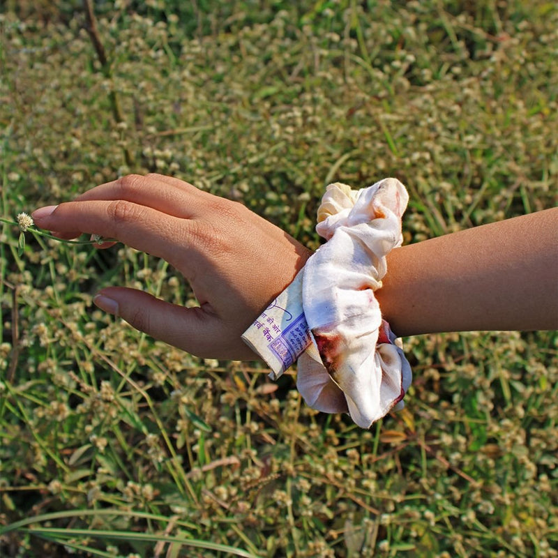 Eco - Printed Cotton Zipper Scrunchie | Verified Sustainable by Brown Living™