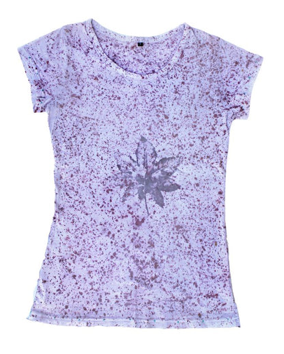 Eco Printed Organic Cotton T-Shirt - Lilac Splatter | Verified Sustainable by Brown Living™