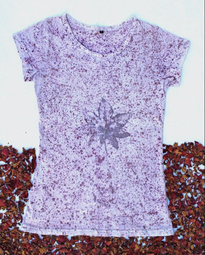 Eco Printed Organic Cotton T-Shirt - Lilac Splatter | Verified Sustainable by Brown Living™