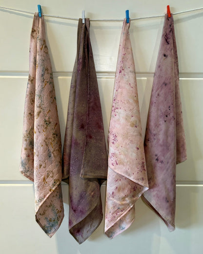 Eco - Printed Rose Bloom Bandana | Natural Hand - Dyed Cotton Scarf – Womens Scarf on Brown Living™. SKU: TCC-SW25-07. Img 6.