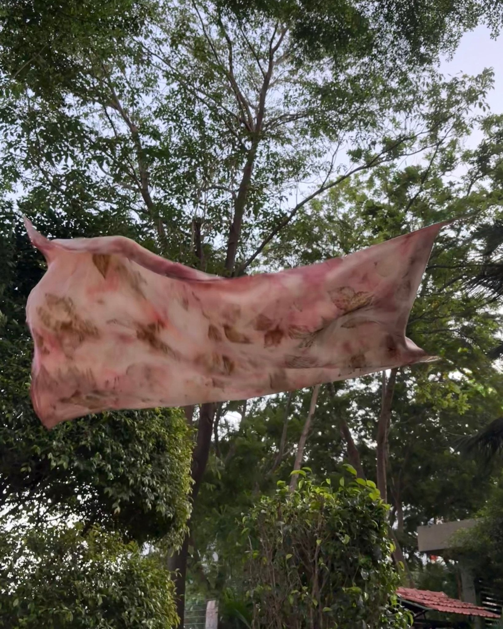 Eco - Printed Softly Rooted Scarf | Natural Botanical Dyed Cotton – Womens Scarf on Brown Living™. SKU: TCC-SW25-10. Img 6.