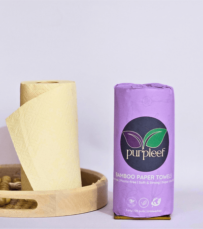 EcoLuxe Starter Kit - 2 Kitchen Towel, 4 Toilet Rolls – Tissue Roll on Brown Living™. SKU: PURPLECOLUX. Img 1.
