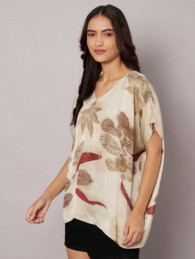 Ecoprinted Kaftan Top for Women Natural Dye Relaxed Fit – Womens Top on Brown Living™. SKU: fst6. Img 8.