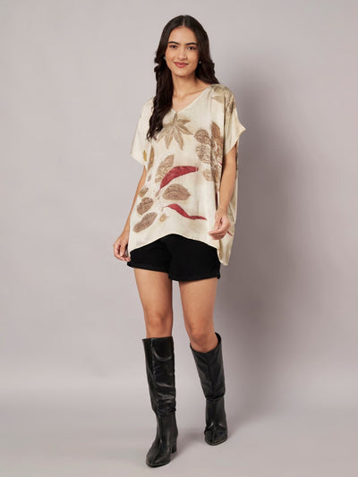 Ecoprinted Kaftan Top for Women Natural Dye Relaxed Fit – Womens Top on Brown Living™. SKU: fst6. Img 7.