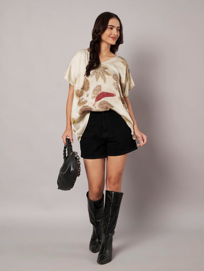 Ecoprinted Kaftan Top for Women Natural Dye Relaxed Fit – Womens Top on Brown Living™. SKU: fst6. Img 10.