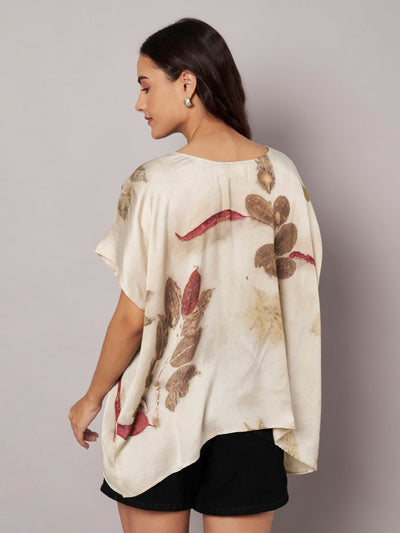 Ecoprinted Kaftan Top for Women Natural Dye Relaxed Fit – Womens Top on Brown Living™. SKU: fst6. Img 11.