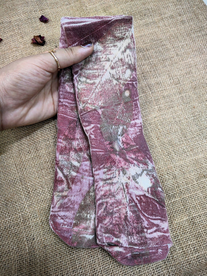 Ecoprinted Pure Cotton Socks | Naturally Dyed with Madder – Womens Socks on Brown Living™. SKU: PC-SOCKS-03. Img 2.
