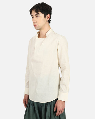 Ecru Collar Cowl Shirt – Elegant Draped Shirt for Modern Women – Womens Shirt on Brown Living™. SKU: ACB2026015. Img 5.