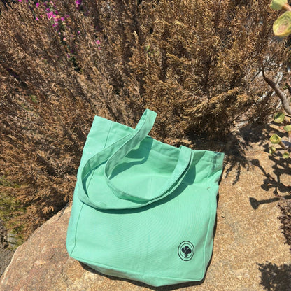 Eden Tote – Pastel Cotton Canvas Everyday Bag – Tote Bag by The Gossy Shrub available on Brown Living™. Mint Green . SKU: ED009. Img 1.
