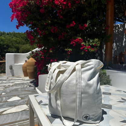 Eden Tote – Pastel Cotton Canvas Everyday Bag – Tote Bag by The Gossy Shrub available on Brown Living™. White . SKU: ED001. Img 4.