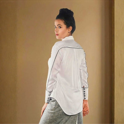 Eira Formal White Tencel Shirt – Womens Shirt on Brown Living™. SKU: JDS4005XS. Img 1.