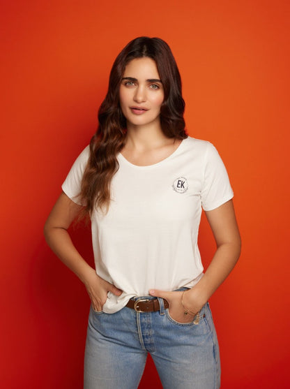 Ek Saath Womens Organic Cotton T-shirt | White | Verified Sustainable by Brown Living™