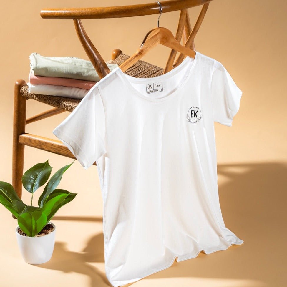 Ek Saath Womens Organic Cotton T-shirt | White | Verified Sustainable by Brown Living™