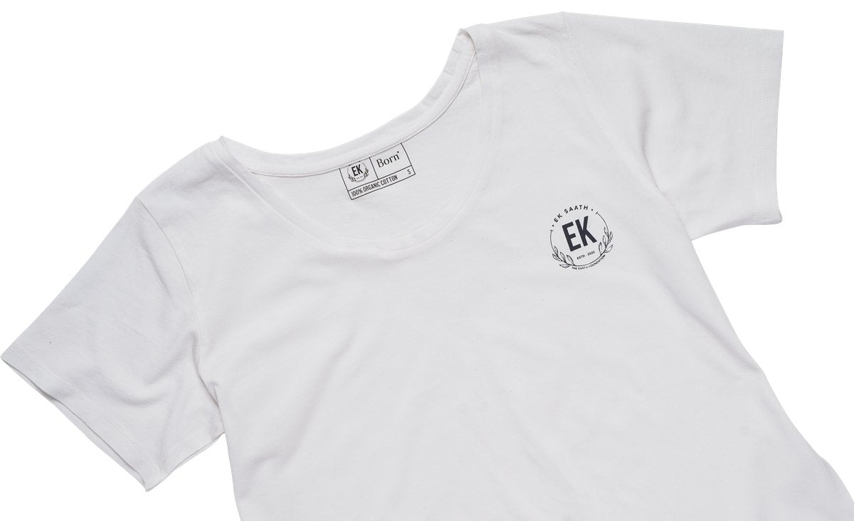 Ek Saath Womens Organic Cotton T-shirt | White | Verified Sustainable by Brown Living™