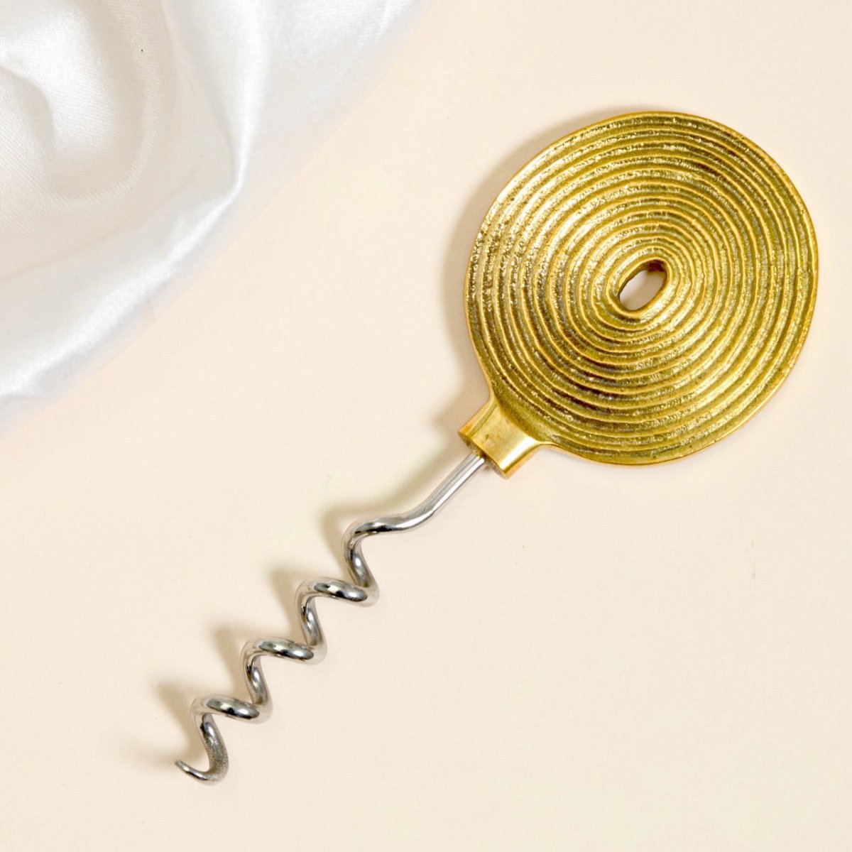 Ekaantrik Brass Wine Cork and Opener Set – Kitchen Tools by Pravaah India available on Brown Living™. Opener 1 Peice . SKU: PRA23HD015. Img 1.