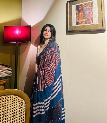 Ekla Cholo Indigo cotton – Womens Saree by Forsarees available on Brown Living™. . SKU: k5041. Img 1.