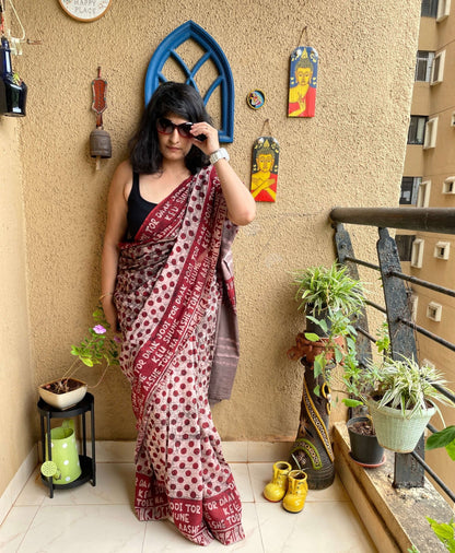 Ekla Cholo Polka Dot Cotton Saree – Handloom Woven – Womens Saree on Brown Living™. SKU: k505 - 1. Img 5.